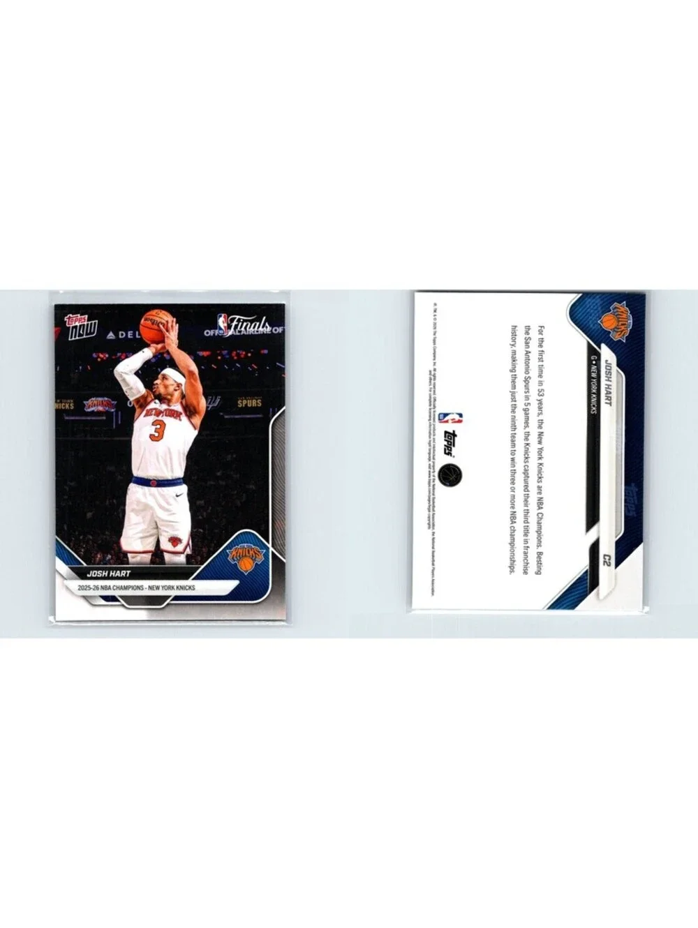 2025-26 Topps Now NBA Josh Hart #C2 New York Knicks Champions